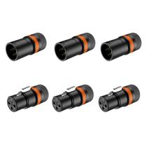 Kit 6 Plug Xlr Fêmea E Macho Rotativo Low Profile Rack - Roxtone