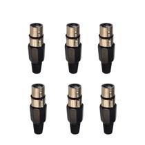 Kit 6 Plug Xlr Fêmea Metal Simples Cromado Dreamer Kit 6 Plug Xlr Fêmea Metal Simples Cromado Dreamer