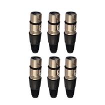 Kit 6 Plug Xlr Fêmea Metal Simples Cromado Mxt Kit 6 Plug Xlr Fêmea Metal Simples Cromado Mxt