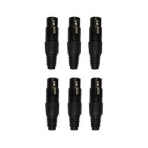 KIT 6 Plug XLR Fêmea Profissional Preto Dreamer KIT 6 Plug XLR Fêmea Profissional Preto Dreamer