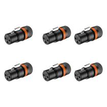 Kit 6 Plug XLR Fêmea Roxtone Rotativo Low Profile Rack LX3