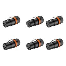 Kit 6 Plug Xlr Fêmea Roxtone Rotativo Low Profile Rack Lx3