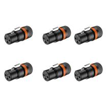 Kit 6 Plug Xlr Fêmea Roxtone Rotativo Low Profile Rack Lx3