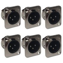 Kit 6 Plug XLR Macho Painel 3 Pinos Gold Metal ABS HX091 HJH Kit 6 Plug XLR Macho Painel 3 Pinos Gold Metal ABS HX091 HJH