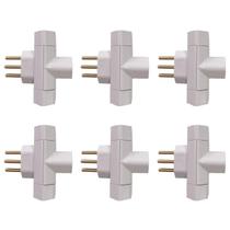 Kit 6 Plugue Três Saídas 2p+t Pino 3 Saídas Tripolar 2 Polos