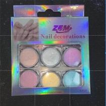 KIT 6 Pó Sereia Aurora Para Unha Nail Art Asa de Borboleta KIT 6 Pó Sereia Aurora Para Unha Nail Art Asa de Borboleta