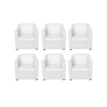 Kit 6 Poltronas Bia Decorativa Reforçada Recepção Clínica Salão Sala De Estar material sintético