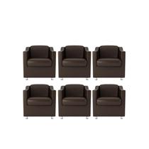 Kit 6 Poltronas Bia Decorativa Reforçada Recepção Clínica Salão Sala De Estar material sintético