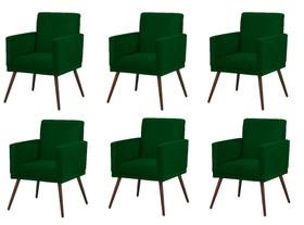 Kit 6 Poltronas Decorativa Lari Com Base Recepção Sala Verde