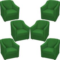 Kit 6 Poltronas Decorativa Para Sala Recepção Manicure Barbearia Escritório Consultório Tecido Suede Pés Plástico Cromado