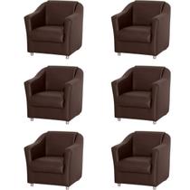 Kit 6 Poltronas Decorativa Reforçada Recepção Clinica Salão material sintético