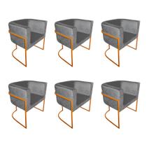 Kit 6 Poltronas Decorativa Sala de Estar Base de Ferro Cobre Veludo Cinza Kit 6 Poltronas Decorativa Sala de Estar Base de Ferro Cobre Veludo Cinza