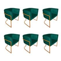Kit 6 Poltronas Decorativa Sala de Estar Base de Ferro Cobre Veludo Verde Kit 6 Poltronas Decorativa Sala de Estar Base de Ferro Cobre Veludo Verde