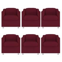 Kit 6 Poltronas Decorativa Tilla Suede Marsala - TWdecora