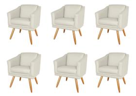 Kit 6 Poltronas Decorativa Valentina Sala Recepção Escritório Revestimento Sintético Bege Nude Kit 6 Poltronas Decorativa Valentina Sala Recepção Escritório Revestimento Sintético Bege Nude