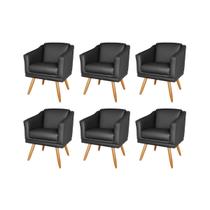 Kit 6 Poltronas Decorativa Valentina Sala Recepção Escritório Revestimento Sintético Preto Kit 6 Poltronas Decorativa Valentina Sala Recepção Escritório Revestimento Sintético Preto
