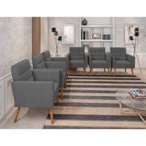 Kit 6 Poltronas Decorativas Escritório Sala Recepção LUX Suede Cinza