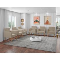 Kit 6 Poltronas Decorativas Larah Sala Recepção Suede Bege Kit 6 Poltronas Decorativas Larah Sala Recepção Suede Bege