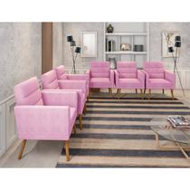 Kit 6 Poltronas Decorativas Lux Suede Rosê Kit 6 Poltronas Decorativas Lux Suede Rosê