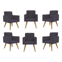 Kit 6 Poltronas Decorativas Nina Escritório Recepção Cinza Balaqui Decor Kit 6 Poltronas Decorativas Nina Escritório Recepção Cinza Balaqui Decor