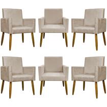Kit 6 Poltronas Decorativas Para Sala Quarto Recepção Escritório Confortável Luxo Mari Suede Kit 6 Poltronas Decorativas Para Sala Quarto Recepção Escritório Confortável Luxo Mari Suede