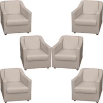 Kit 6 Poltronas Decorativas Para Sala Tecido Sintético Cores Pé De Plástico