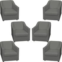 Kit 6 Poltronas Decorativas Para Sala Tecido Sintético Cores Pé De Plástico Kit 6 Poltronas Decorativas Para Sala Tecido Sintético Cores Pé De Plástico