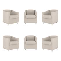 Kit 6 Poltronas Decorativas Reforçada Consultório Sala Suede