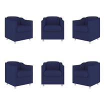 Kit 6 Poltronas Decorativas Reforçada Consultório Sala Suede