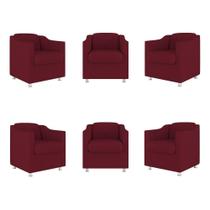 Kit 6 Poltronas Decorativas Reforçada Consultório Sala Suede