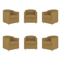 Kit 6 Poltronas Decorativas Reforçada Consultório Sala Suede