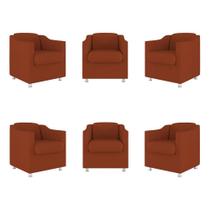 Kit 6 Poltronas Decorativas Reforçada Consultório Sala Suede