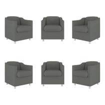 Kit 6 Poltronas Decorativas Tilla Para Sala De Espera Suede Cinza Balaqui Decor Kit 6 Poltronas Decorativas Tilla Para Sala De Espera Suede Cinza Balaqui Decor