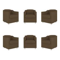 Kit 6 Poltronas Decorativas Tilla Para Sala De Espera Suede Marrom Balaqui Decor Kit 6 Poltronas Decorativas Tilla Para Sala De Espera Suede Marrom Balaqui Decor