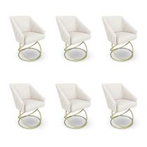 Kit 6 Poltronas Luxo Alana Bouclê Base Luxo Dourado - Pallazio