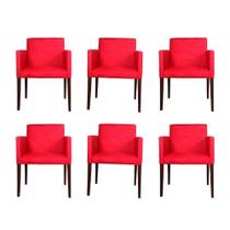 Kit 6 Poltronas Nina Estilo Retrô Tecido Suede Ideal Para Sala De Estar - Vermelho - Cor: Vermelho Kit 6 Poltronas Nina Estilo Retrô Tecido Suede Ideal Para Sala De Estar - Vermelho - Cor: Vermelho