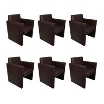 Kit 6 Poltronas Nina Slim 1 Lugar Pé Fechado - Café - Cor: Marrom