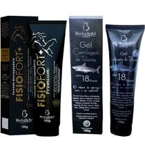Kit 6 Pomada Fisiofort Premium + 6 Gel Cartilagem De Tubarão