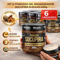 Kit 6 Pomadas Gel Massageador Sucupira Rhenuks 200g Extra Forte Alívio Muscular Kit 6 Pomadas Gel Massageador Sucupira Rhenuks 200g Extra Forte Alívio Muscular