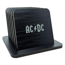 Kit 6 Porta Copos Banda ACDC Rock Clássico - Bolacha para Chopp Cerveja Churrasco - Moai Shop