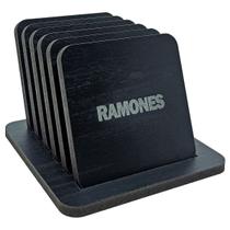 Kit 6 Porta Copos Banda Ramones Punk Rock - Bolacha p/ Chopp Cerveja Churrasco Presente - Moai Shop