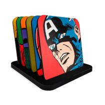 Kit 6 Porta Copos MDF Herois Marvel - Hulk, Homem de Ferro