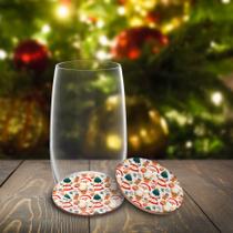 Kit 6 Porta Copos Natalinos em MDF Decoração Festiva para Bebidas e Descanso de Copos