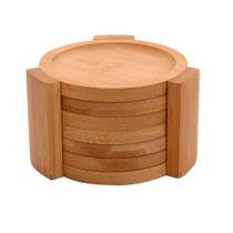 Kit 6 Porta Copos Redondo Com Suporte Bambu 10cm Kit 6 Porta Copos Redondo Com Suporte Bambu 10cm