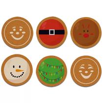 Kit 6 Porta Copos Redondos - Biscoitos Natalinos Kit 6 Porta Copos Redondos - Biscoitos Natalinos