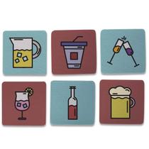 Kit 6 Porta Copos - Tipos de Bebidas Kit 6 Porta Copos - Tipos de Bebidas