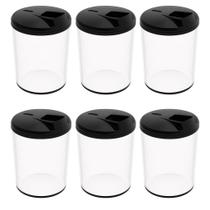 Kit 6 Porta Farofa Temperos Farinheira com Tampa 400ml Transparente Crippa Condimentos
