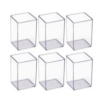 Kit 6 Porta lápis e objetos tradicional acrílico cristal Acrinil Kit 6 Porta lápis e objetos tradicional acrílico cristal Acrinil