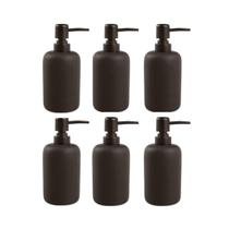 Kit 6 Porta-Sabonete Líquido Banheiro Lavabo Preto