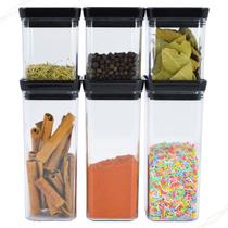 Kit 6 Porta Tempero e Condimentos Hermético Empilhável 180ml e 340ml Lumini Paramount Kit 6 Porta Tempero e Condimentos Hermético Empilhável 180ml e 340ml Lumini Paramount
